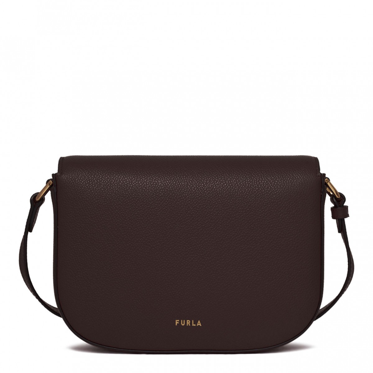 Brown Curved-Flap Crossbody Bag