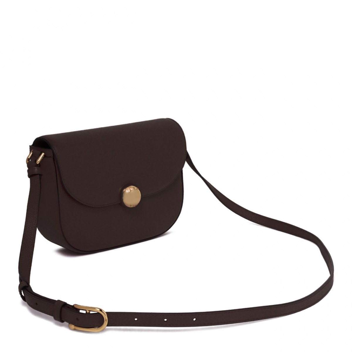 Brown Curved-Flap Crossbody Bag