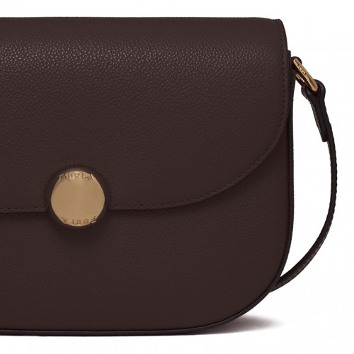 Brown Curved-Flap Crossbody Bag