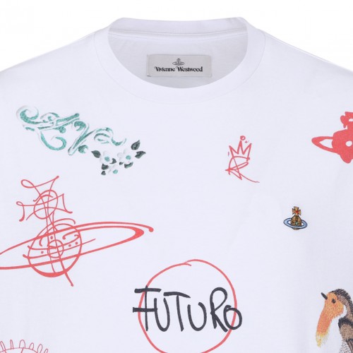 White All Over Graphic Print T-Shirt