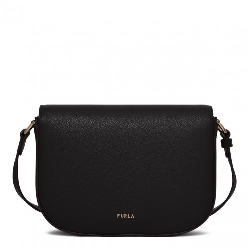 Black Curved-Flap Crossbody Bag 2