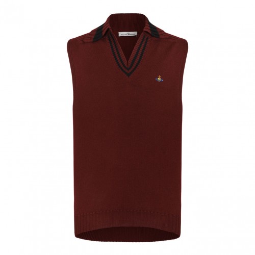 Brick Wool Fisherman Vest