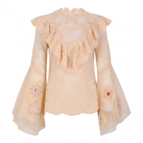 Cream Ruffled Lace Shirt