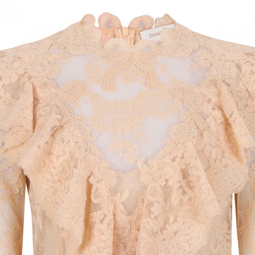 Cream Ruffled Lace Shirt