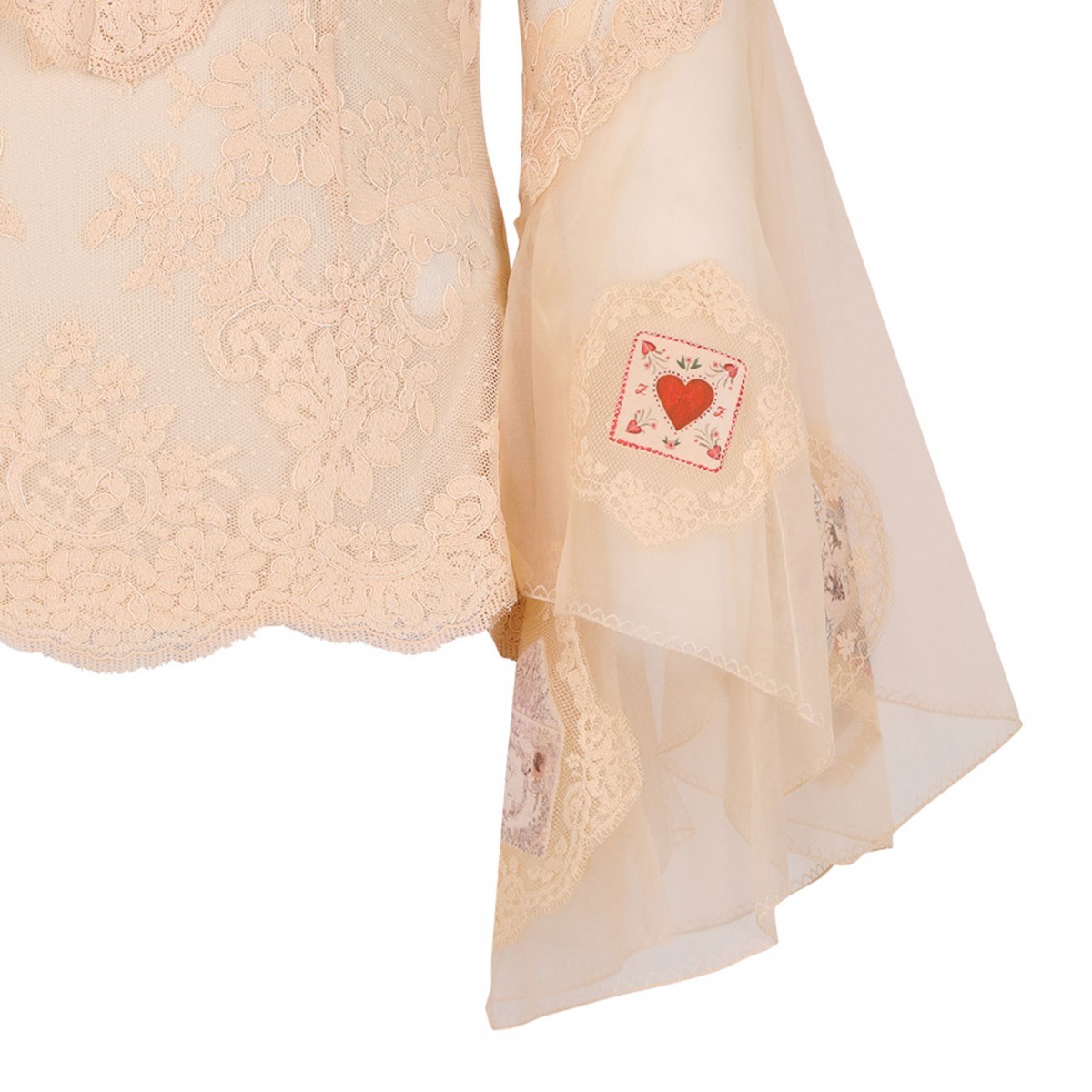 Cream Ruffled Lace Shirt