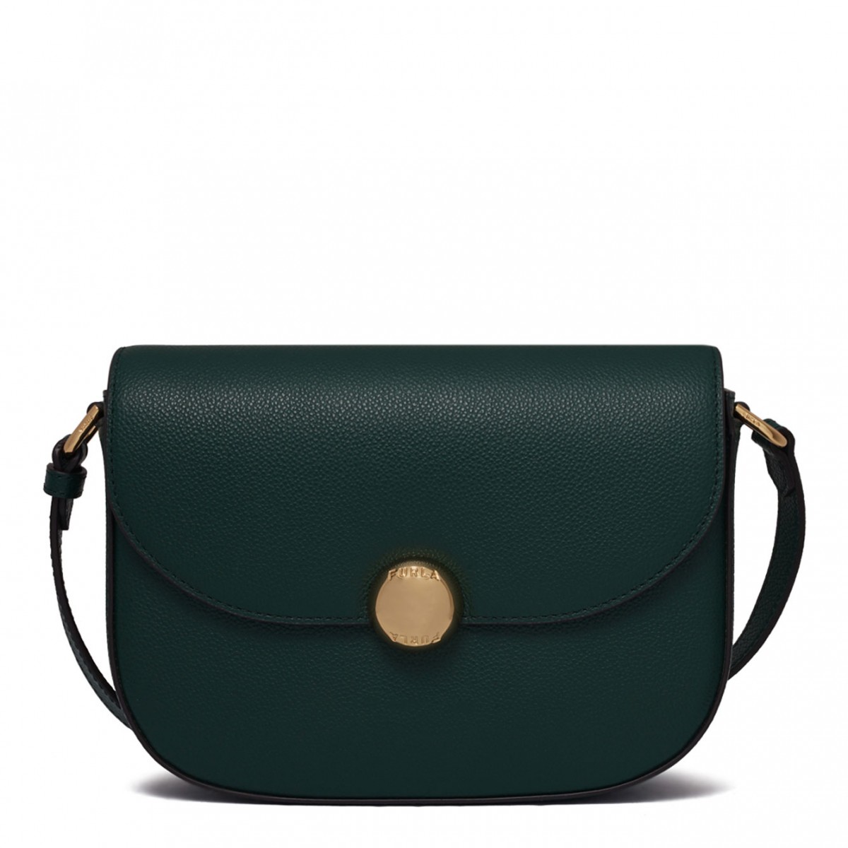 Botanical Green Curved-Flap Crossbody Bag