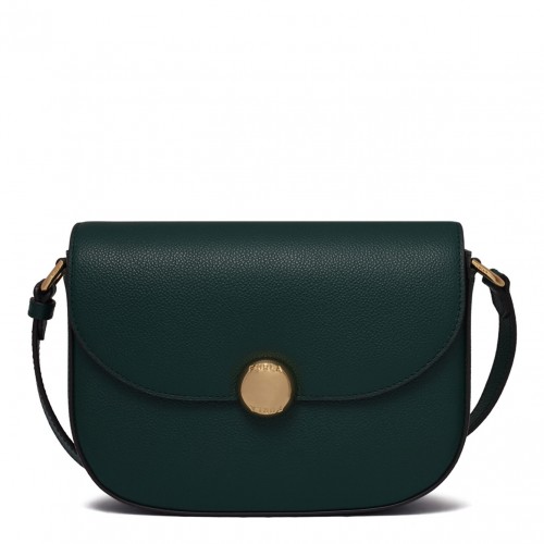 Botanical Green Curved-Flap Crossbody Bag