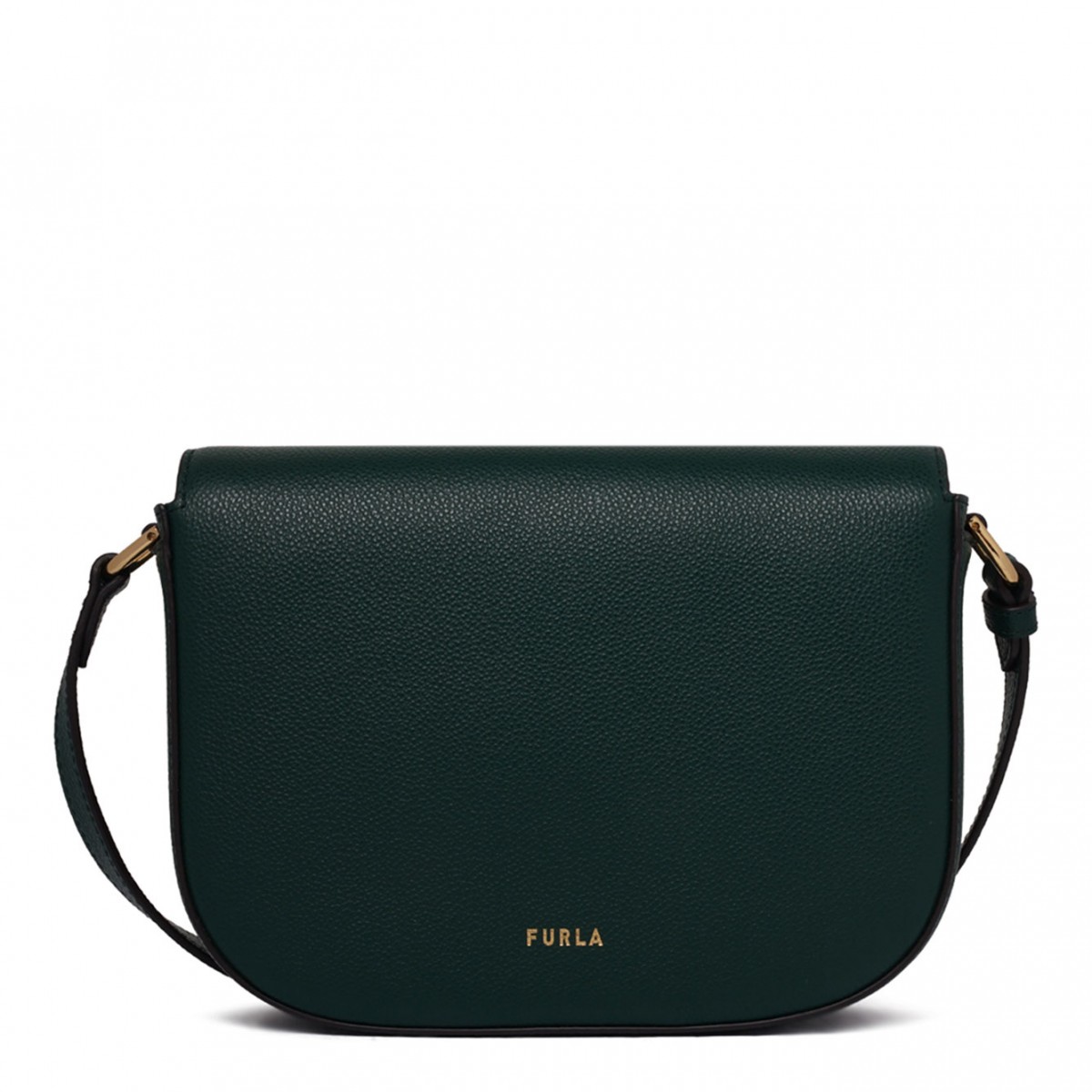 Botanical Green Curved-Flap Crossbody Bag