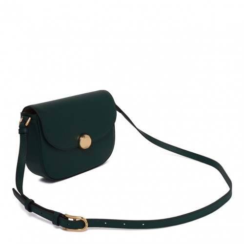 Botanical Green Curved-Flap Crossbody Bag