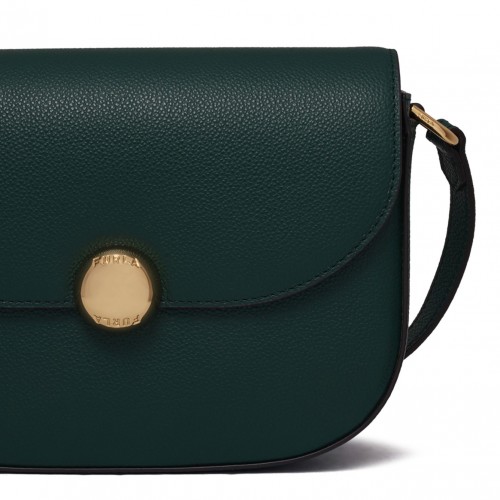 Botanical Green Curved-Flap Crossbody Bag