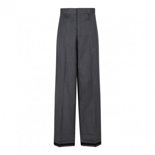 Anthracite Wide-Leg Tailored Trousers