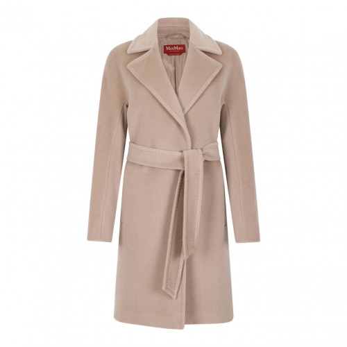 Beige Beaver Wool Dressing Gown Coat
