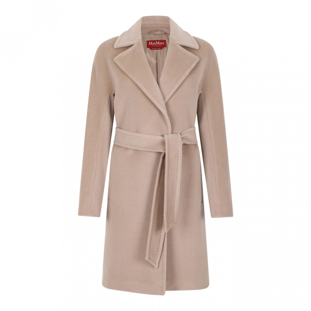 Beige Beaver Wool Dressing Gown Coat