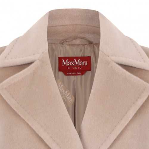Beige Beaver Wool Dressing Gown Coat