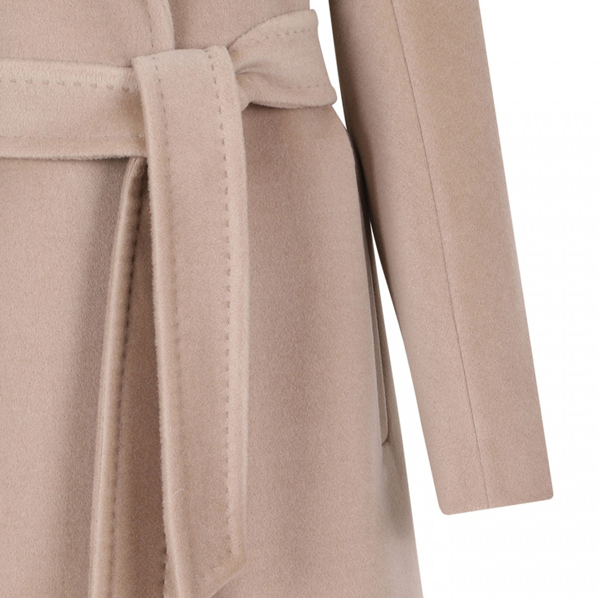 Beige Beaver Wool Dressing Gown Coat