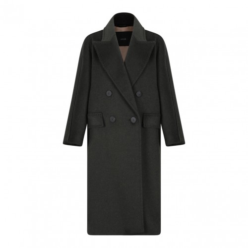 Dark Green Oversized Coat In Cashmere