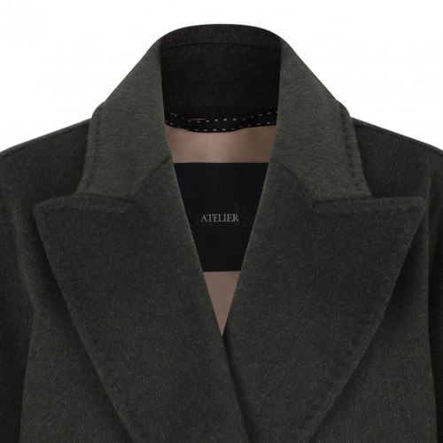 Dark Green Oversized Coat In Cashmere