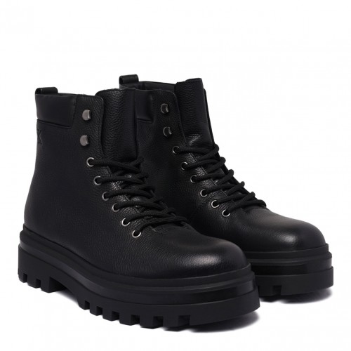 Black Airfit Boots With Heel In Tumbled Leather 2
