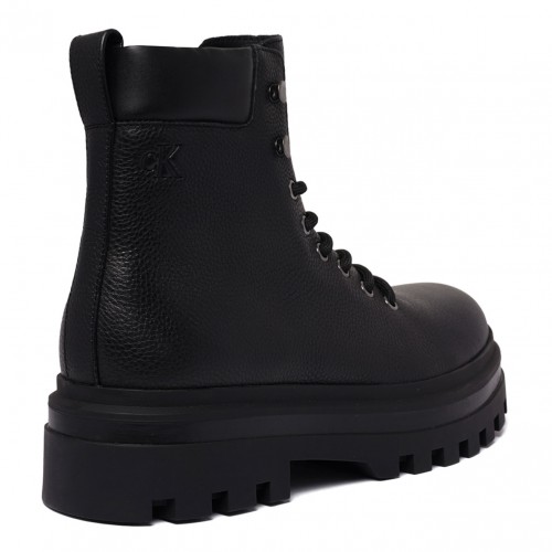 Black Airfit Boots With Heel In Tumbled Leather