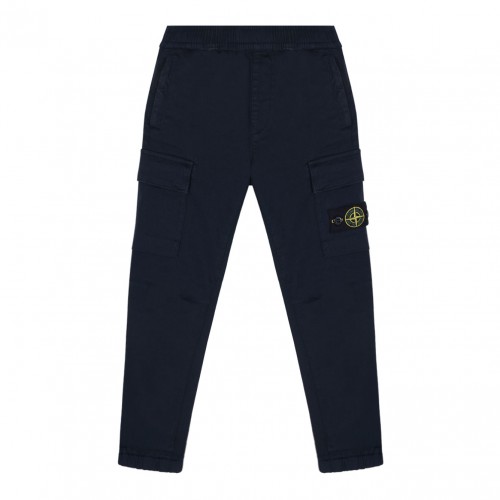 Navy Blue Logo Patch Trousers