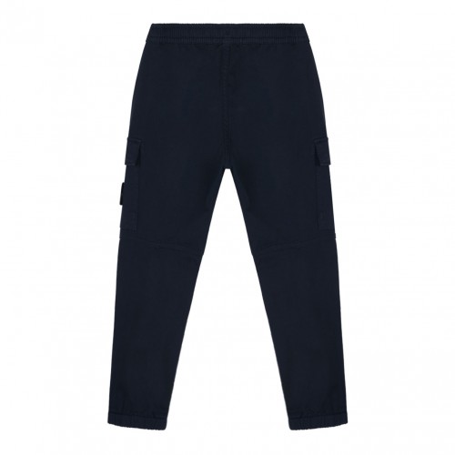 Navy Blue Logo Patch Trousers