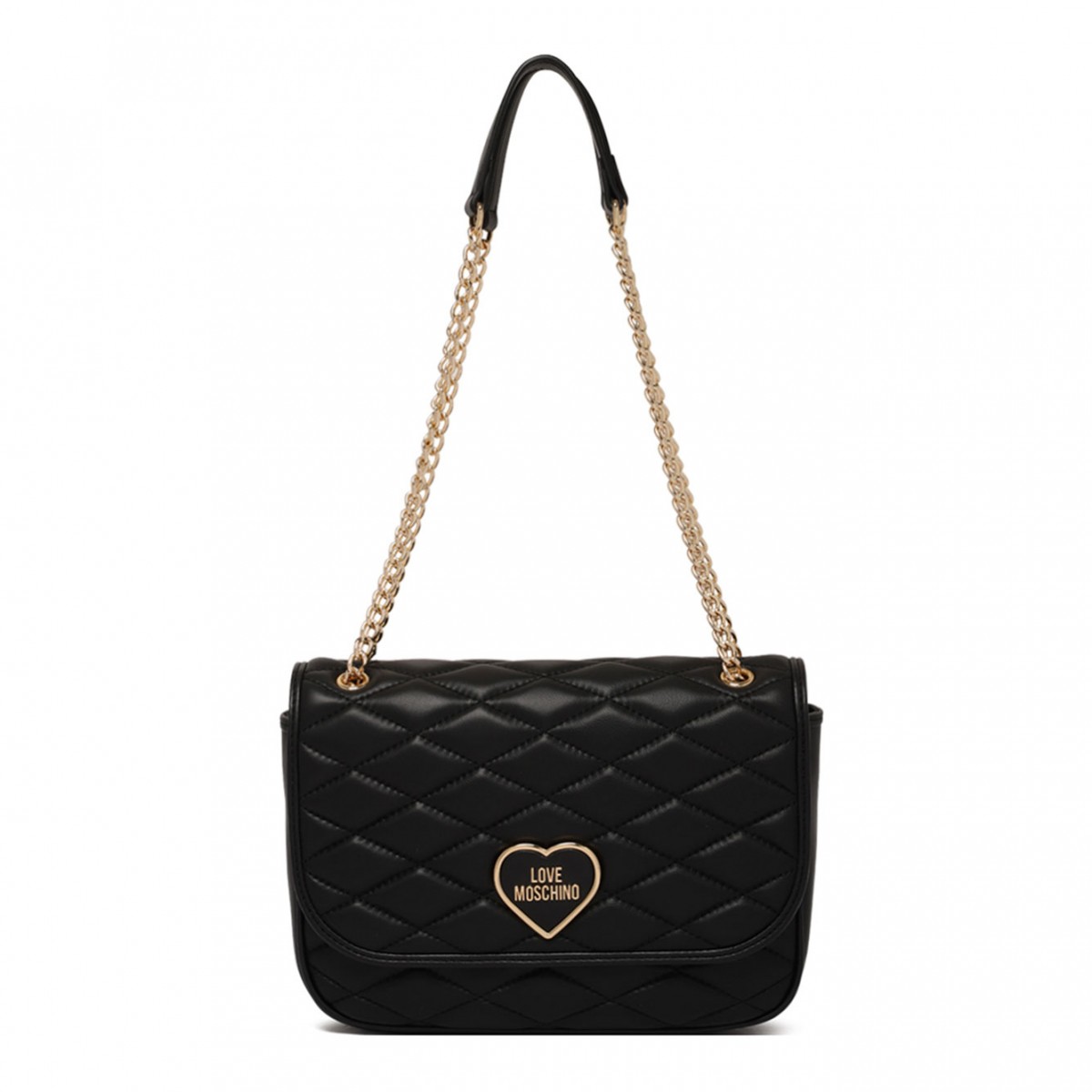 Black Quilted Clutch With Logo
