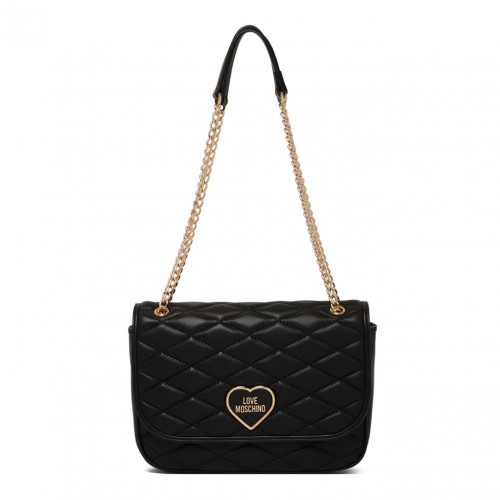 Black Quilted Clutch With Logo