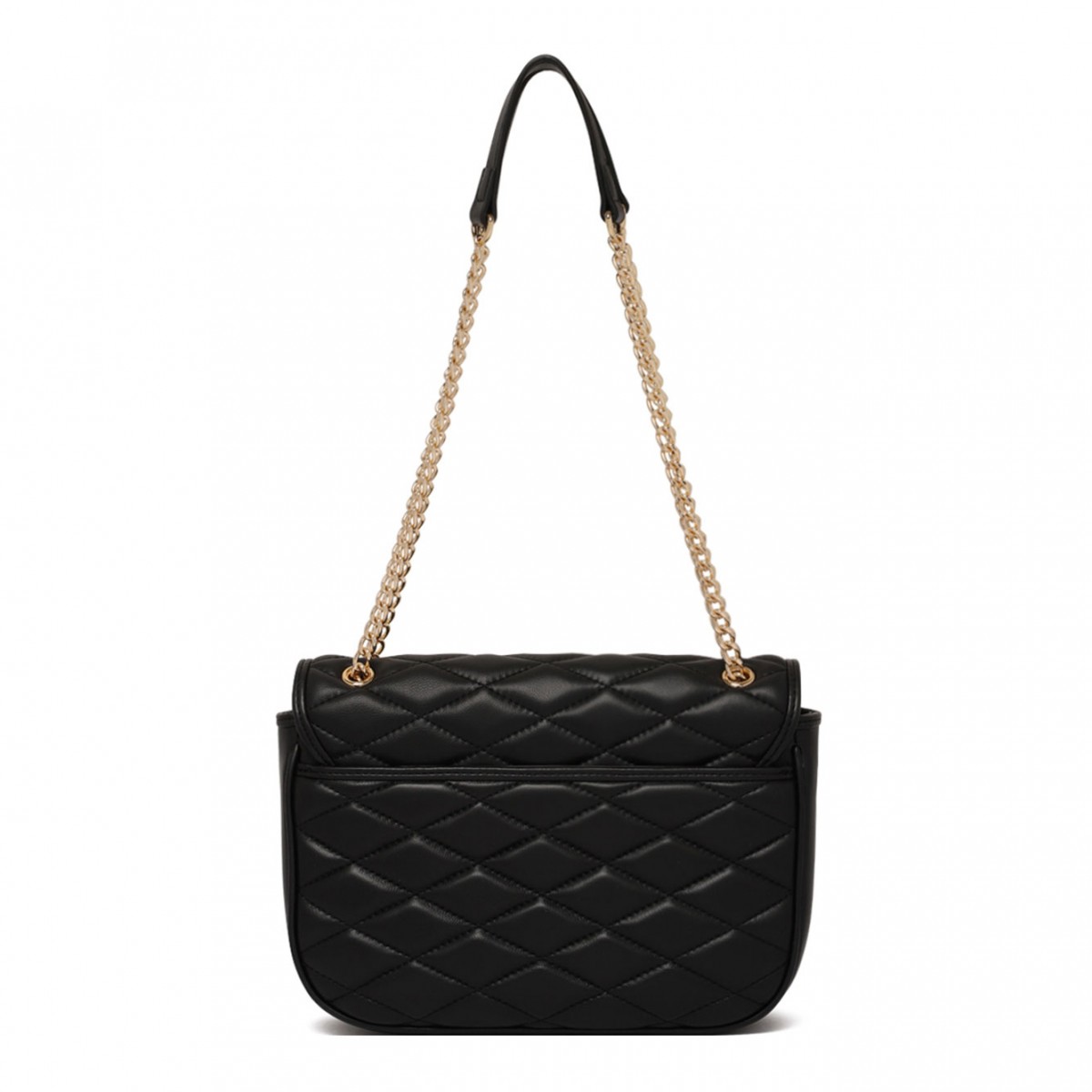 Black Quilted Clutch With Logo