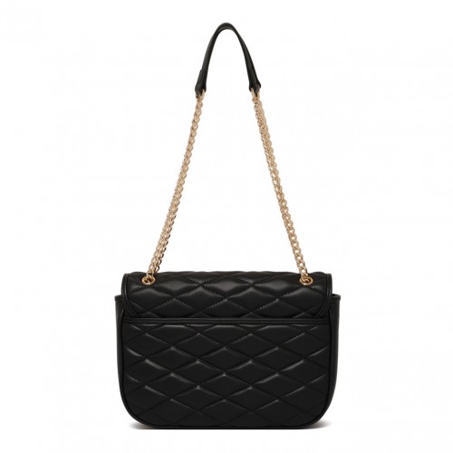 Black Quilted Clutch With Logo