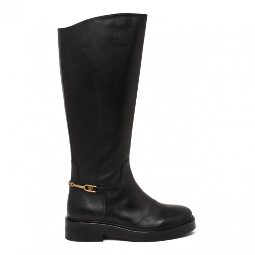 Black Leather Riding Boots With Clamp