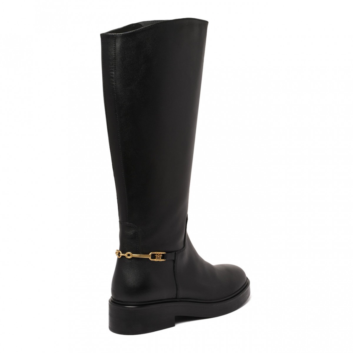 Black Leather Riding Boots With Clamp