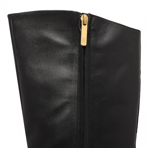 Black Leather Riding Boots With Clamp