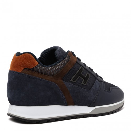Blue Panelled-Leather Sneakers 2