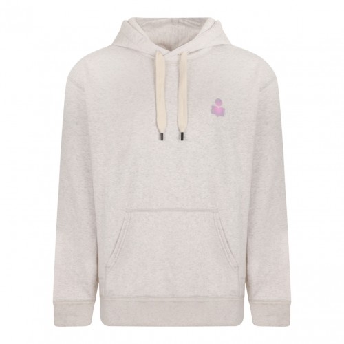 Ecru Logo Print Hoodie