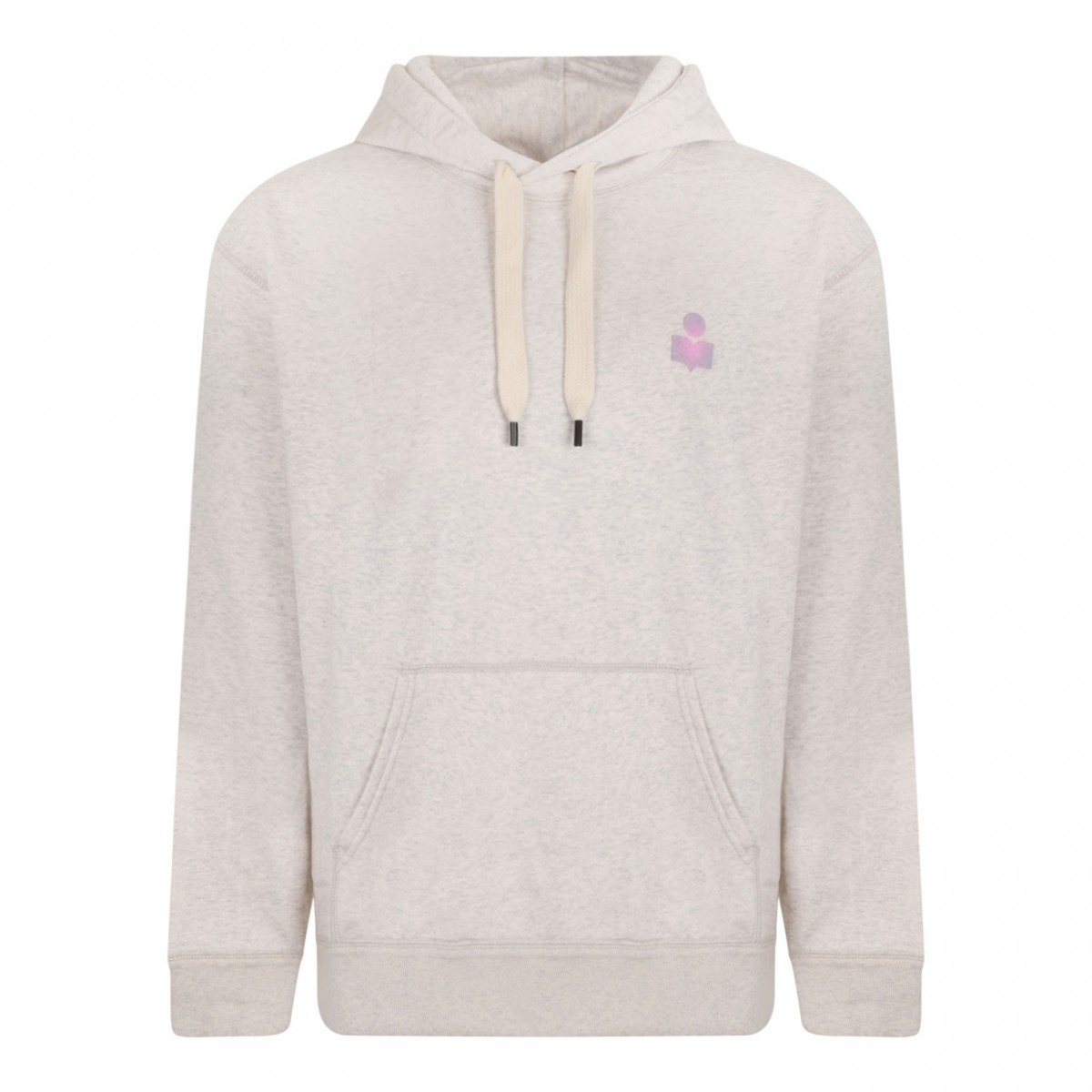 Ecru Logo Print Hoodie