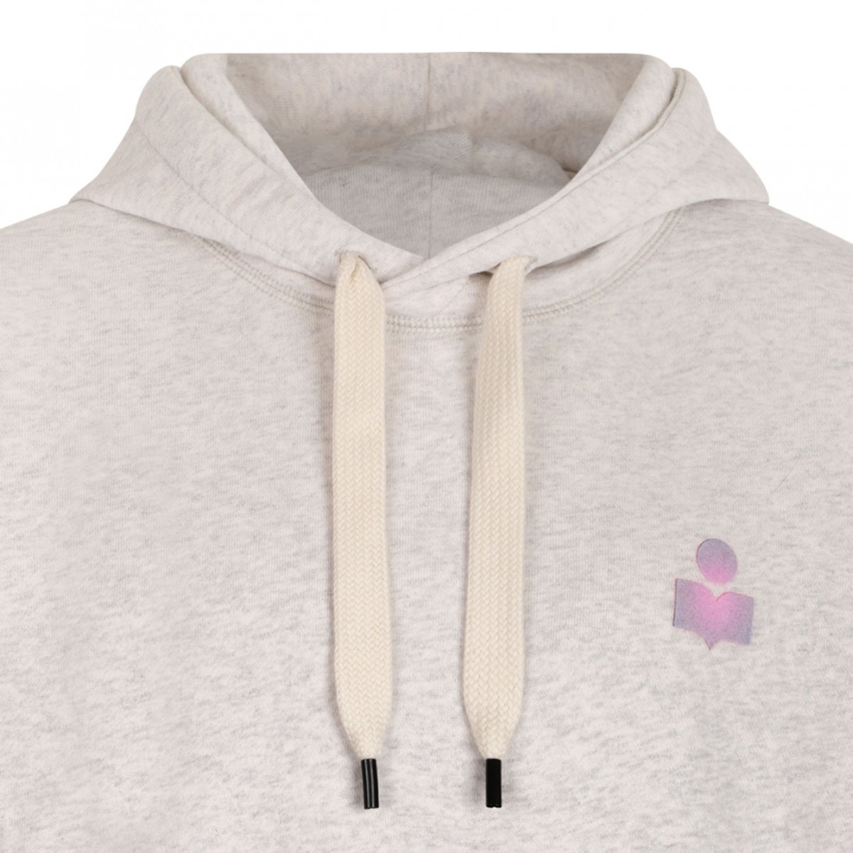 Ecru Logo Print Hoodie