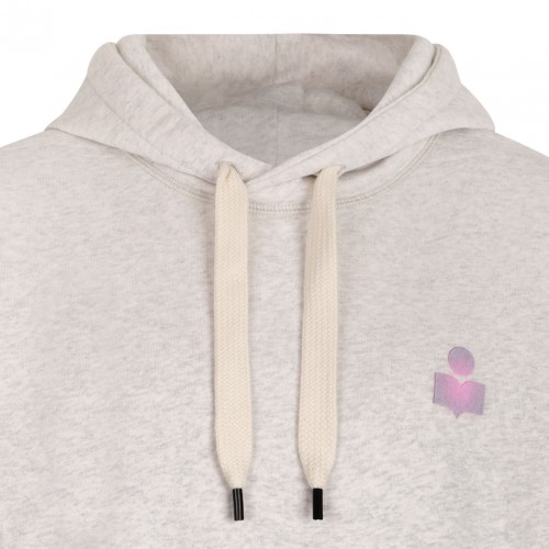 Ecru Logo Print Hoodie