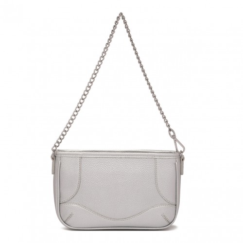 Silver Metallic Shoulder Bag With Logo 2