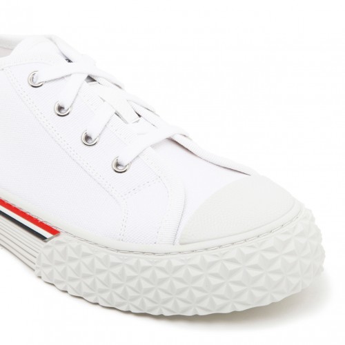 White Cotton Stripe Trim Sneakers