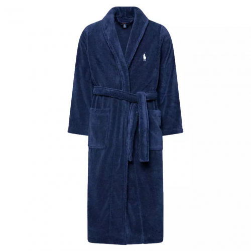 Navy Blue Cotton Bathrobe