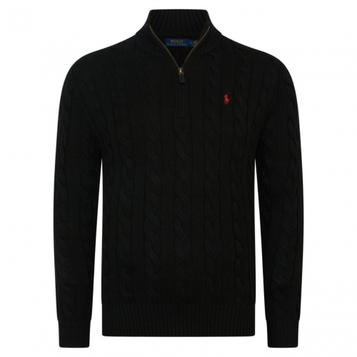 Black Half-Zip Knitted Sweater