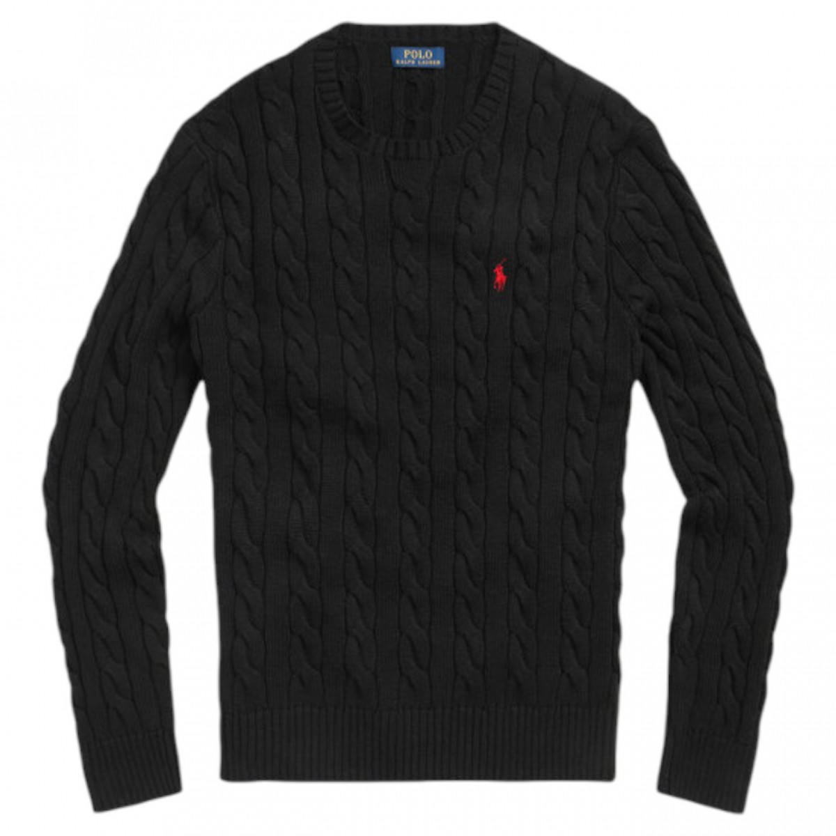 Black Cable Knit Cotton Sweater