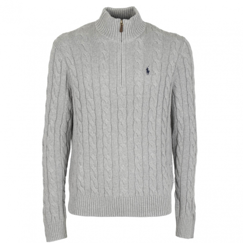 Grey Half-Zip Knitted Sweater