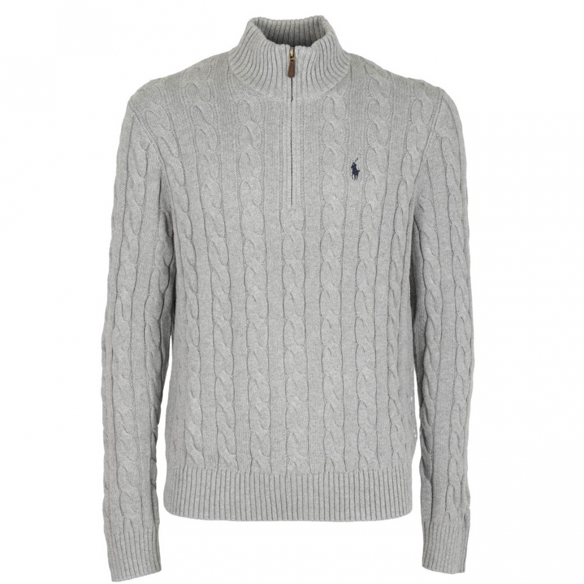 Grey Half-Zip Knitted Sweater