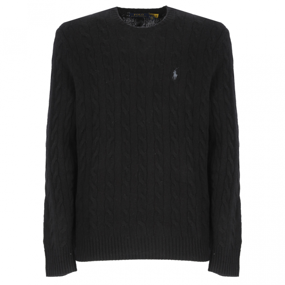 Black Wool Cable Knit Sweater