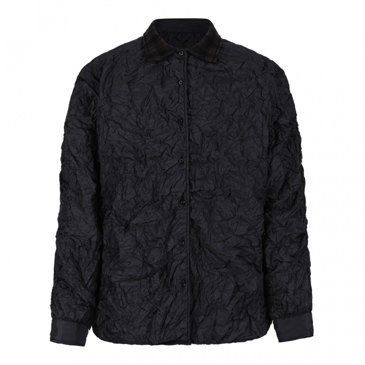 Anthracite And Brown Quilted Jacket