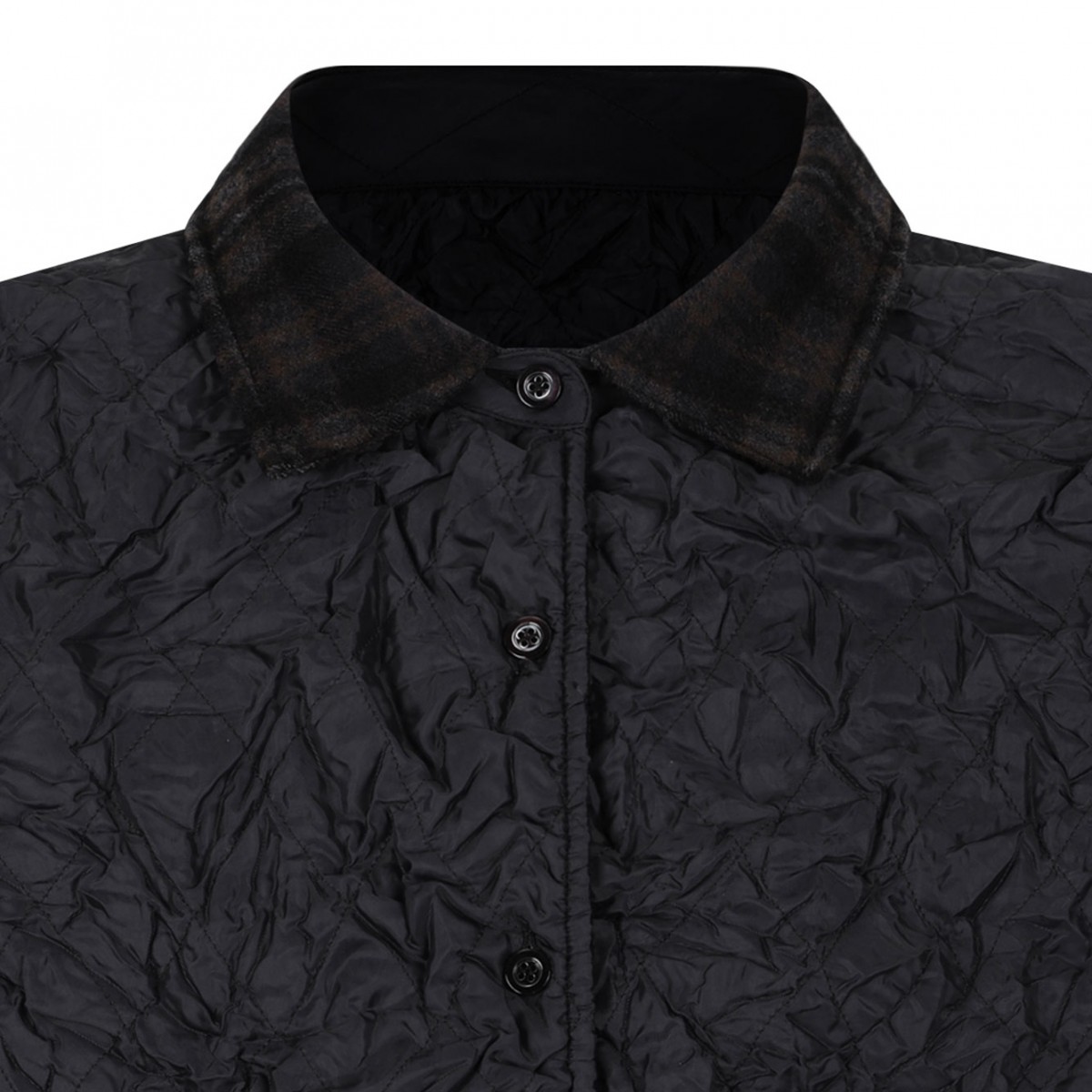 Anthracite And Brown Quilted Jacket