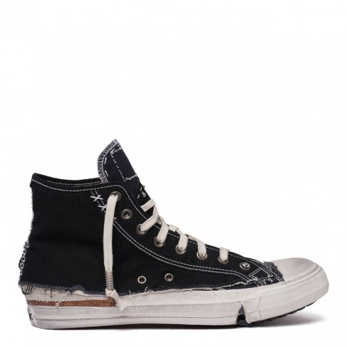 Black Distressed High-Top Sneakers