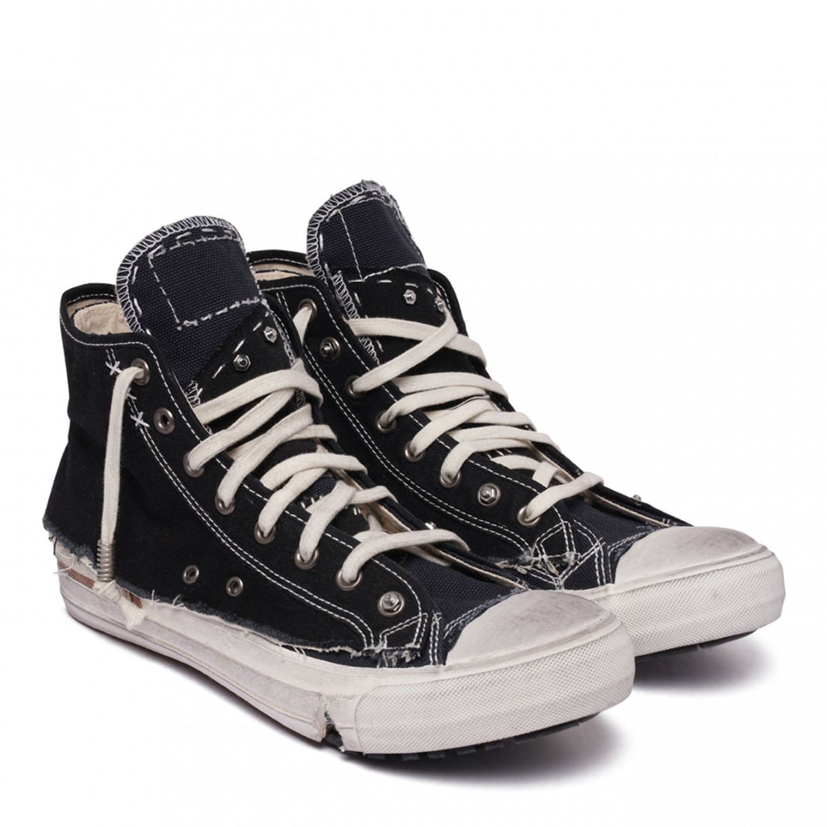 Black Distressed High-Top Sneakers