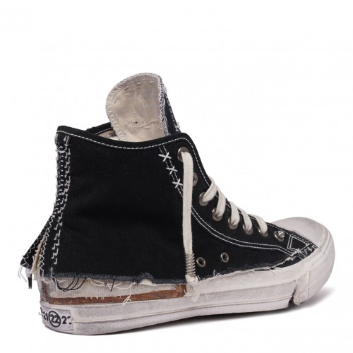Black Distressed High-Top Sneakers